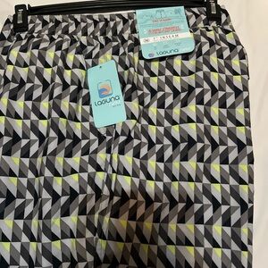 Laguna Geometric Swim Trunks - Black, Gray, Yellow, nwt